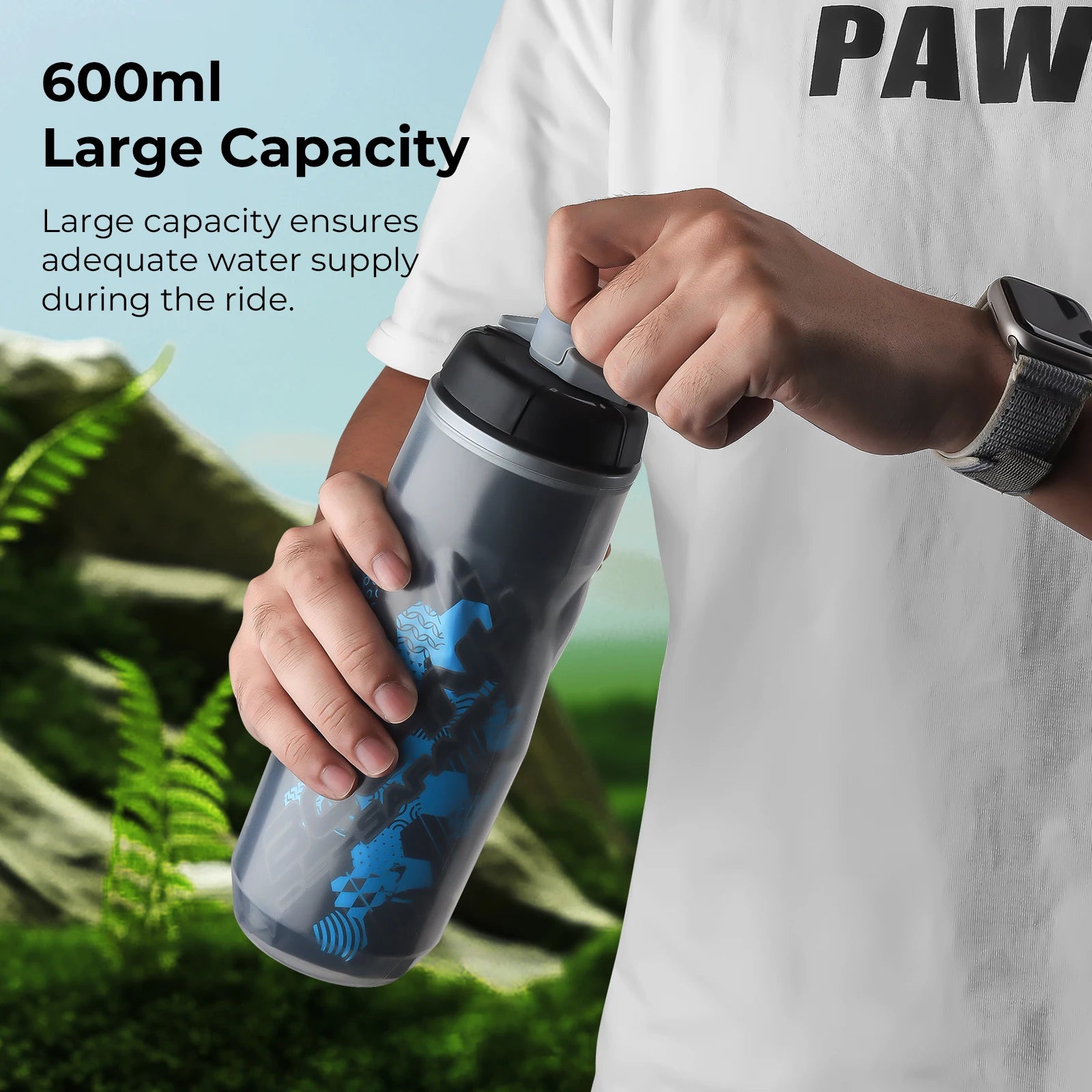 BOLANY Bicycle Water Bottle 600ml Squeeze Out Water PP5 Double Layer Heat And Ice-Protected GYM Fitness Outdoor Sports Cup