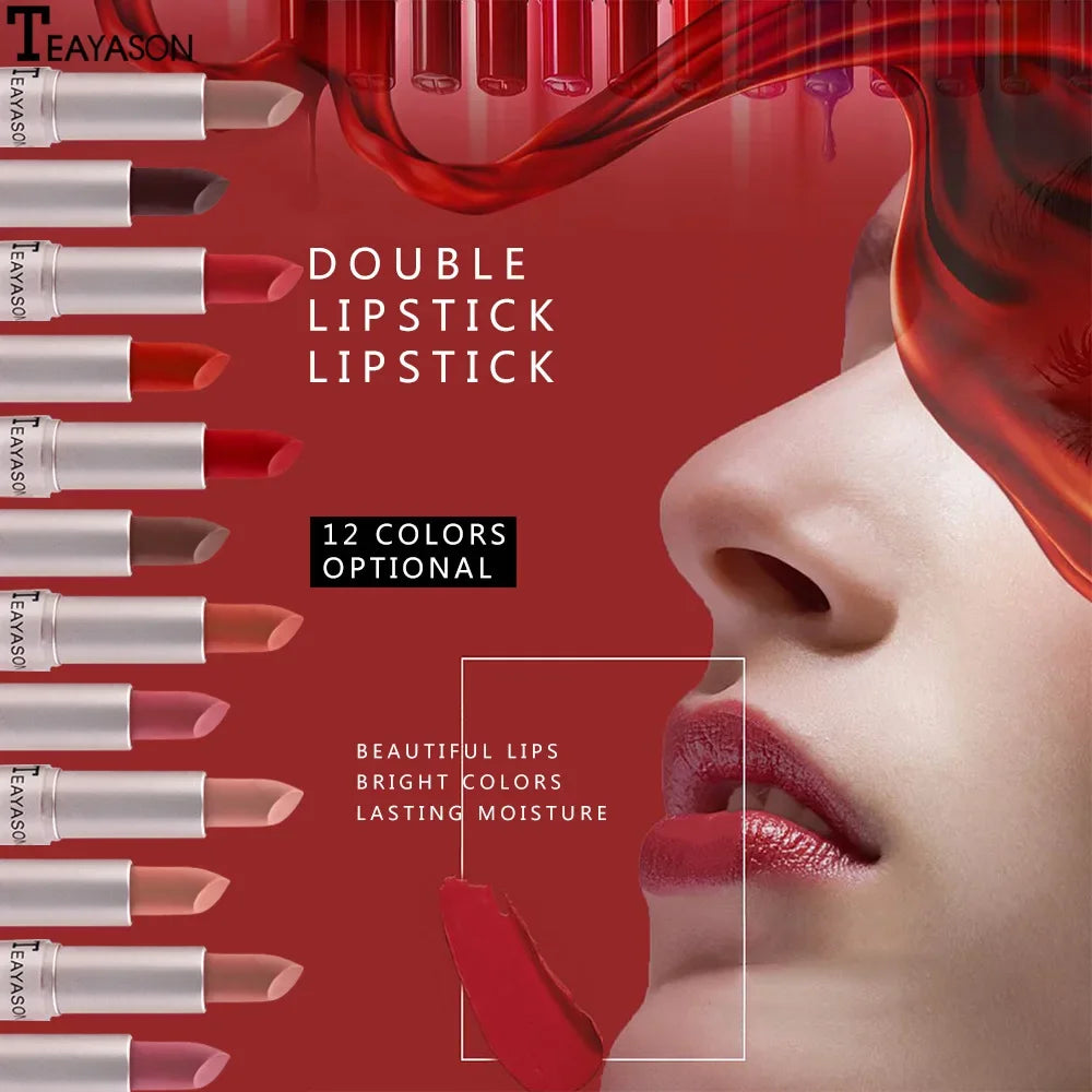 Long Lasting 2 IN 1 Velvet Matte Lipstick Double Head Lip Gloss Non-stick Cup Lip Gloss Tint Plumper Waterproof Lipstick Makeup