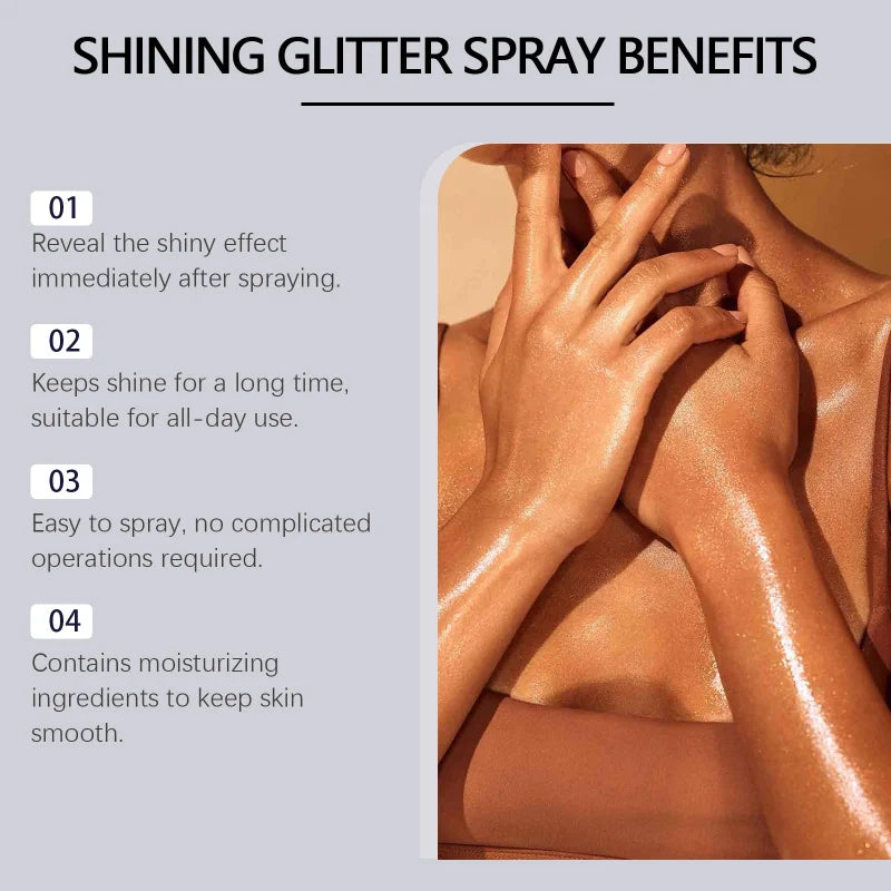 Glitter Body Spray Shimmer Makeup Highlighter Waterproof Long Lasting Sparkle For Face Hair Body Party Festival Events