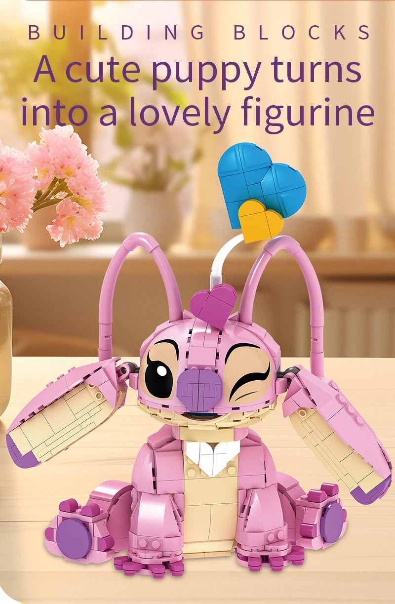 New Stitch Angel CP Building Blocks 2025 - Large Piece Cartoon Toys with Moving Ears Kids Assembly Gift for Boys Girls Birthday