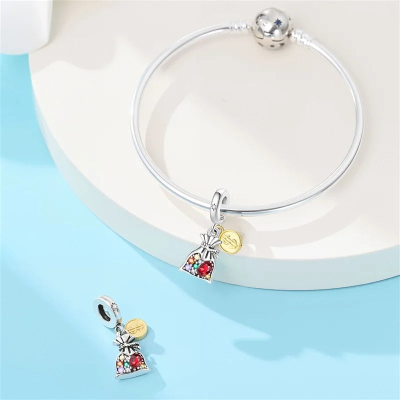 New Charms 925 Sterling Silver Rich Money Bag Pendants Charms Fit Original Charms Bracelets Beads DIY Jewerlry Accessories