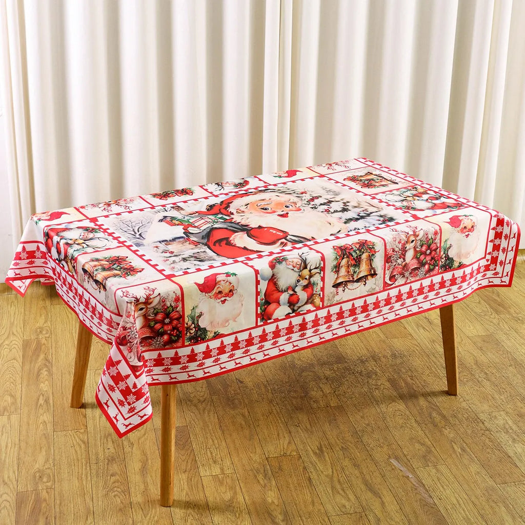 Christmas Tablecloth Santa Elk Table Cover Christmas Party Table Decorations for Home 2025 Navidad Notal Noel Xmas Ornaments