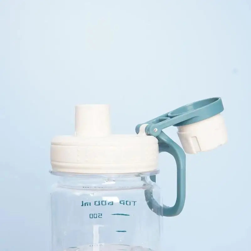1Pc 600ml Water Bottle With Handle Plastic Clear Gym Fitness Drinking Bottle Outdoor Camping Climbing Hiking Sports Bottle