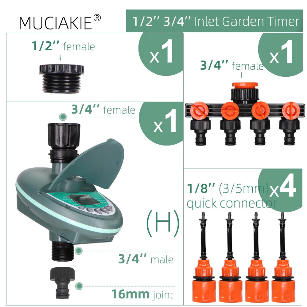 Garden Irrigation Timer LCD Display Watering Controller Weekly Daily Programming Greenhouse Potted Plants Automatic Sprinklers