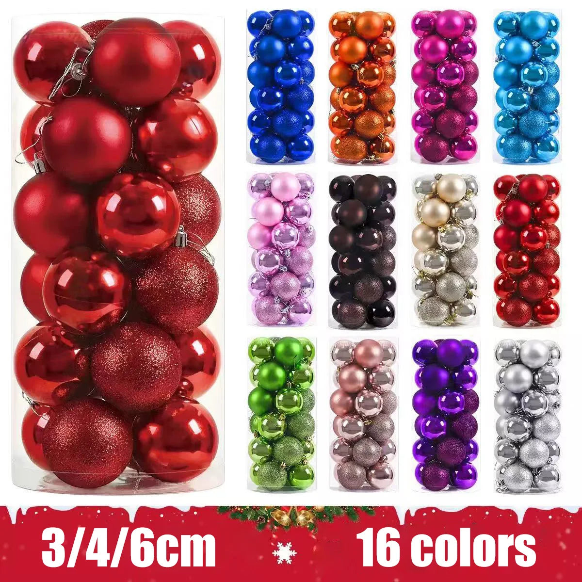 24pcs Christmas Balls Christmas Tree Ornaments Ball Xmas Hanging Tree Pendants Home Party Christmas Tree Decor New Year Gift