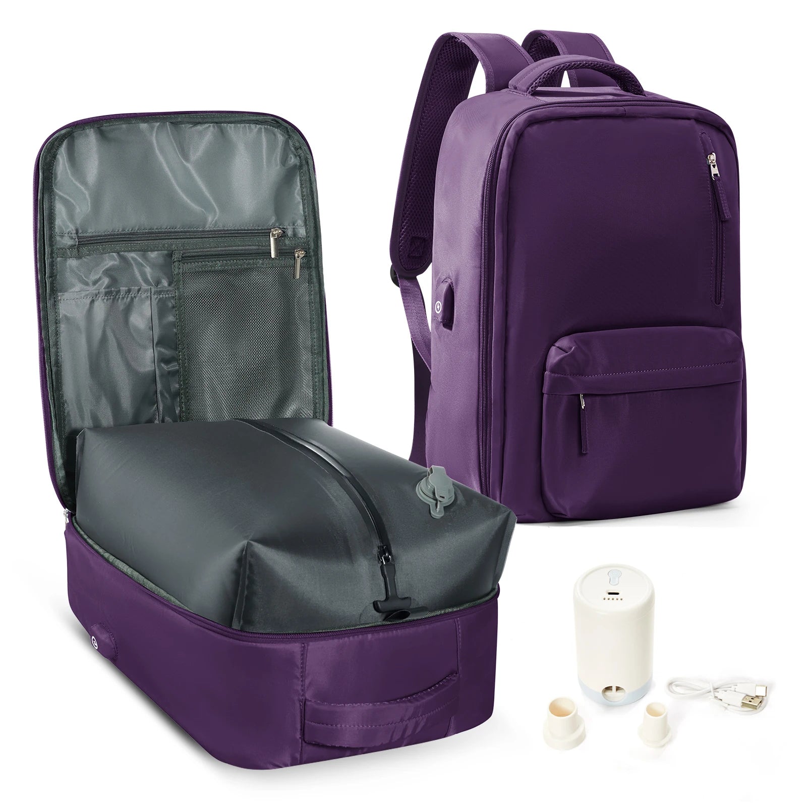 Travel Vacuum Compression Storage Backpack with Air Pump Clothing Vacpack Travel Bag Carry on Laptop Work Backpacks Daypack