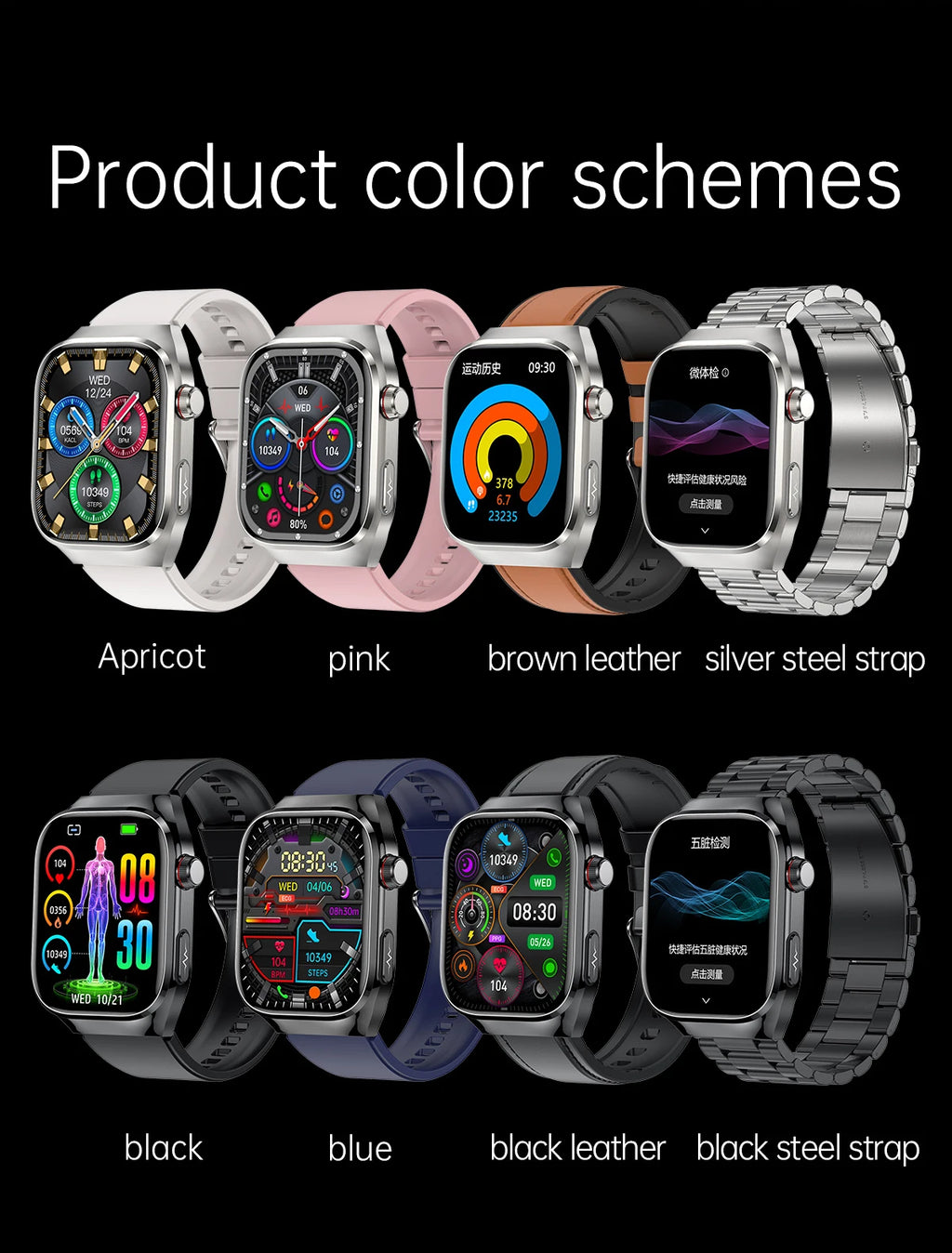 2025 New Men ECG+PPG Five Organs Health Diagnosis Smart Watch Uric Acid Blood Lipids Blood Pressure Temp Heart Rate Smartwatches