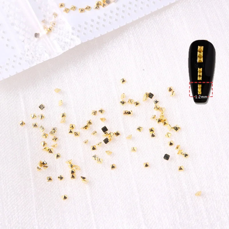TSZS 1/2/3mm Spikes On Nail Metal Studs Conical Shape Punk Style Halloween Nail Charms Flat Back Rivets 3D Alloy Nail Decoration