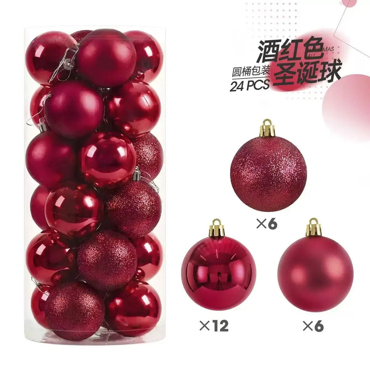 24pcs Christmas Balls Christmas Tree Ornaments Ball Xmas Hanging Tree Pendants Home Party Christmas Tree Decor New Year Gift