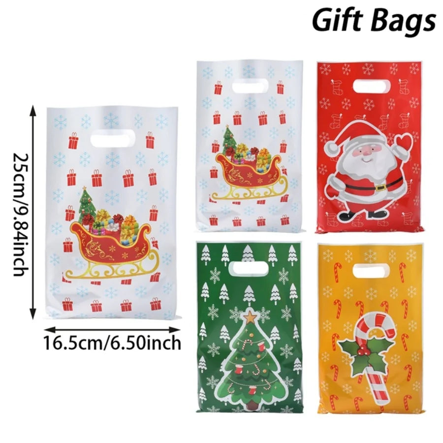 10/25/50pcs Christmas Santa Claus Candy Gift Bags Christmas Decorations for Home 2025 Navidad New Year 2026 Xmas Gifts Packaging