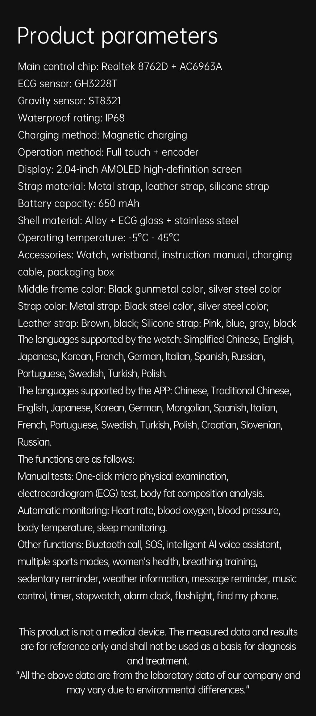 2025 New Men ECG+PPG Five Organs Health Diagnosis Smart Watch Uric Acid Blood Lipids Blood Pressure Temp Heart Rate Smartwatches