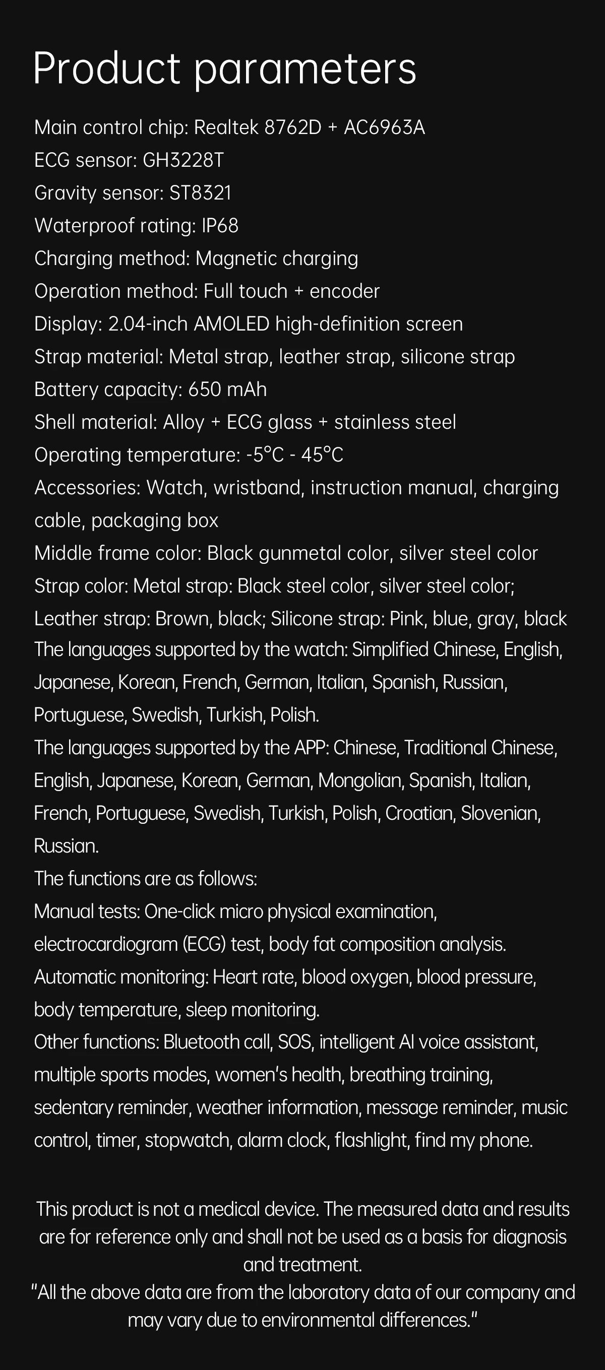 2025 New Men ECG+PPG Five Organs Health Diagnosis Smart Watch Uric Acid Blood Lipids Blood Pressure Temp Heart Rate Smartwatches