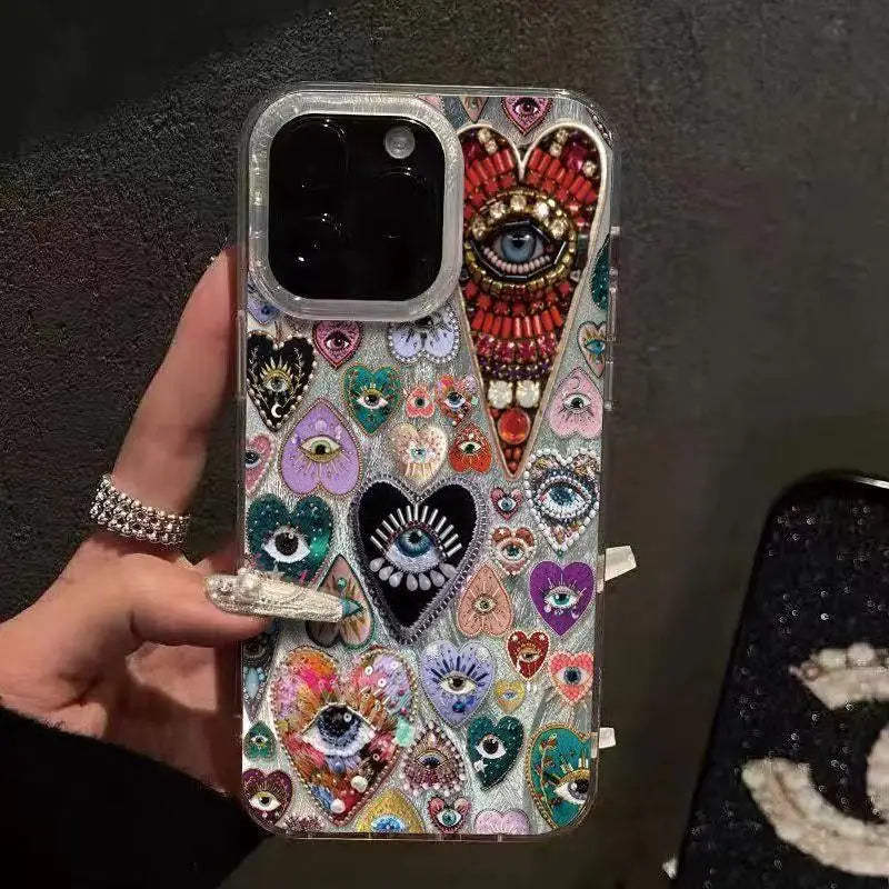 Personality Love Painted Phone Case For iPhone 16 Pro 15 Pro Max 14 Plus 13 12 11 Pro 16E XS Max XR 7 8 Drop Protection Cover