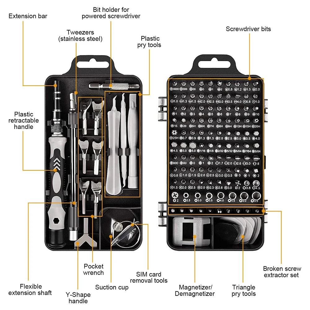 25/115/135/140 in1 Screwdriver Set  Magnetic Torx Phillips Screw Bit Kit  With Electrical Remover Wrench Repair Phone PC Tools