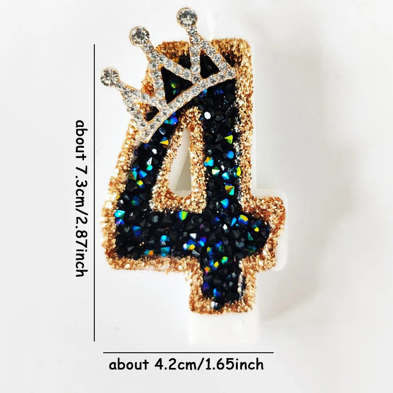 Number Birthday Candle Shiny Crown Digital Cake Topper Candle Kids Birthday Anniversary Party Decoration Supplies Birthday Favor