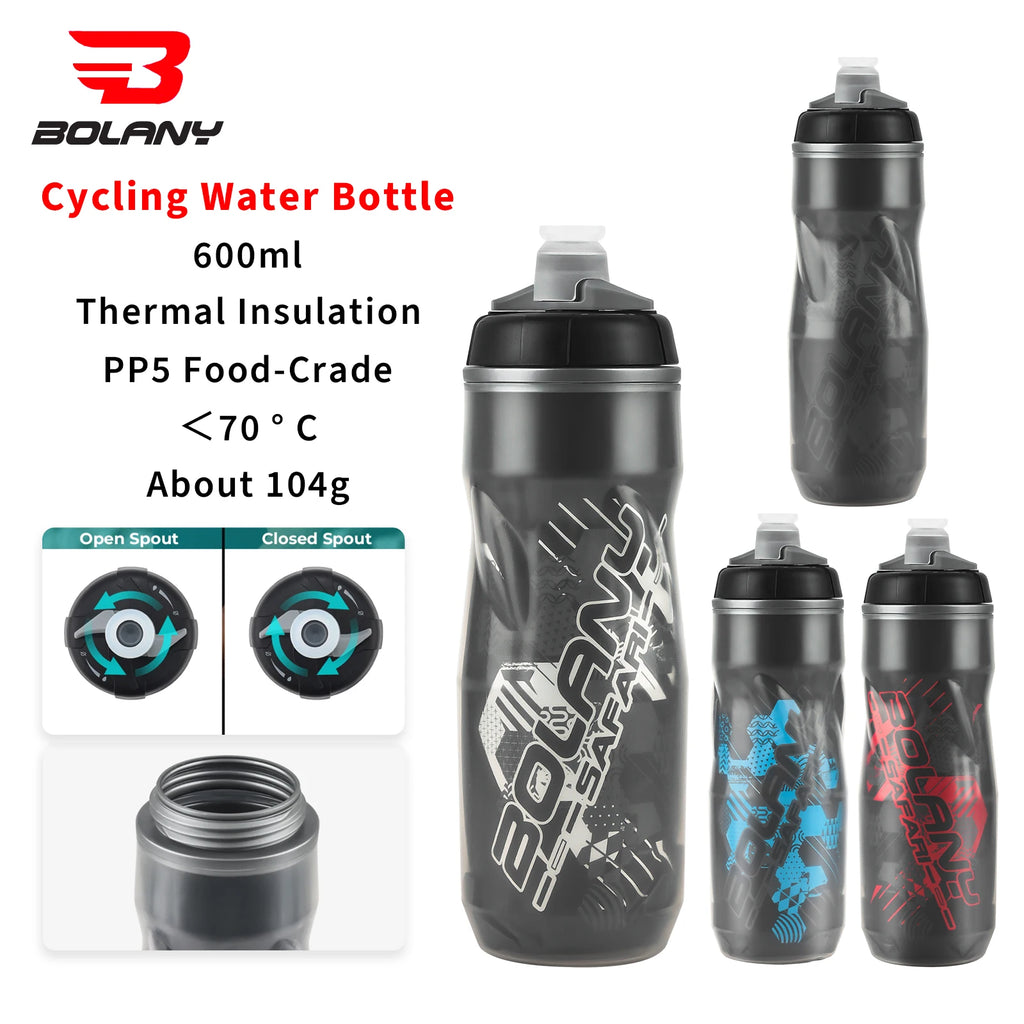 BOLANY Bicycle Water Bottle 600ml Squeeze Out Water PP5 Double Layer Heat And Ice-Protected GYM Fitness Outdoor Sports Cup