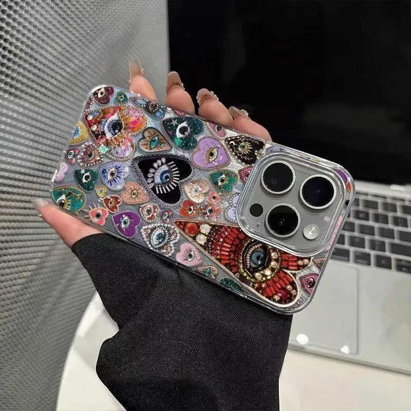 Personality Love Painted Phone Case For iPhone 16 Pro 15 Pro Max 14 Plus 13 12 11 Pro 16E XS Max XR 7 8 Drop Protection Cover