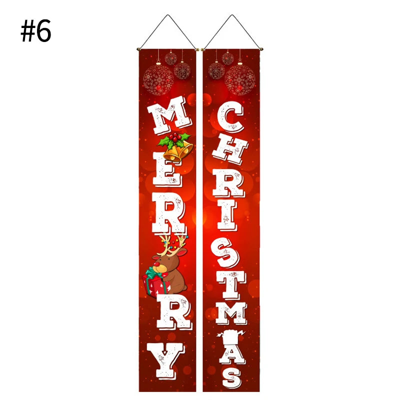 Merry Christmas Hanging Door Banner Santa Claus Snowman Couplet New Year Christmas Decorations For Home Xmas Gifts navidad
