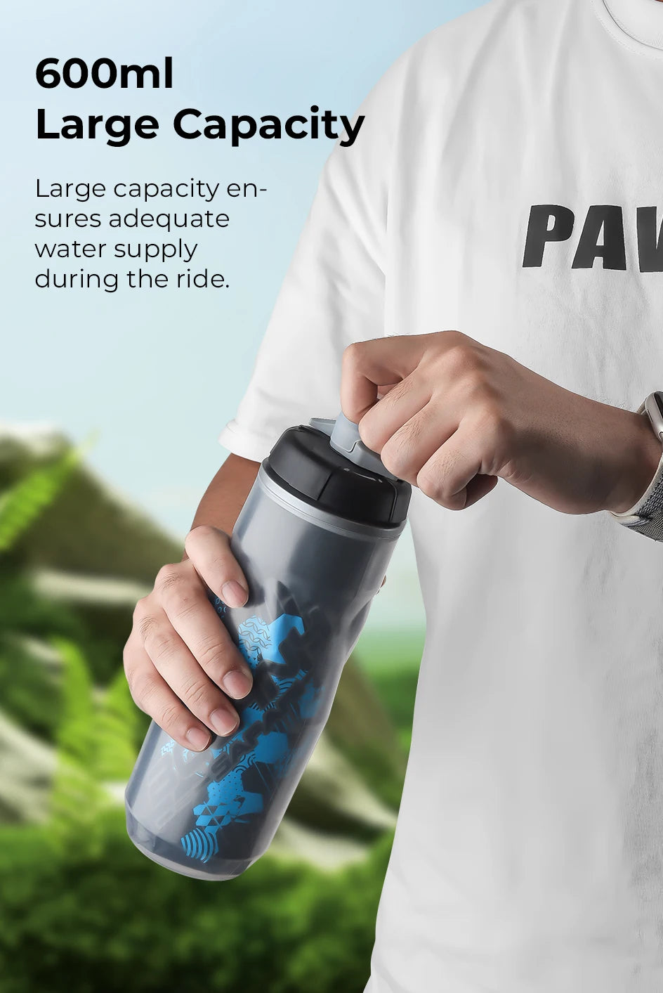 BOLANY Bicycle Water Bottle 600ml Squeeze Out Water PP5 Double Layer Heat And Ice-Protected GYM Fitness Outdoor Sports Cup