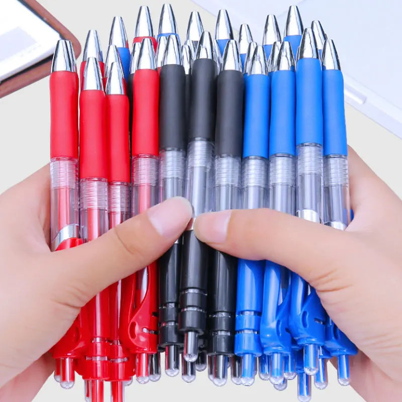 23/33Pcs Retractable Ballpoint Pen Large Capacity 0.5mm Ballpoint Pen Black/Red/Blue Replaceable Refill School Supplies