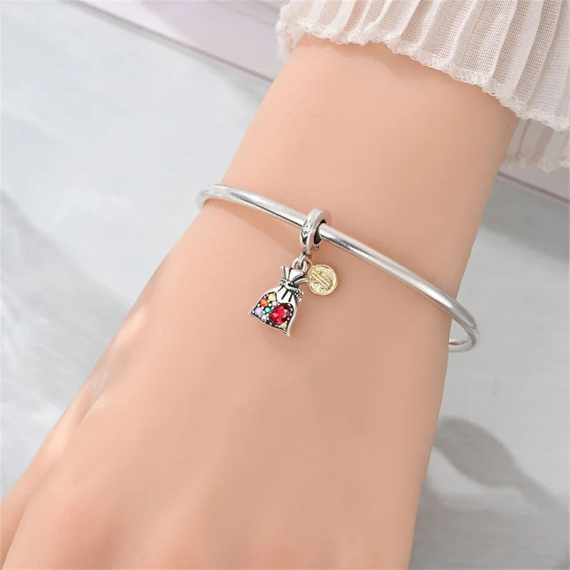 New Charms 925 Sterling Silver Rich Money Bag Pendants Charms Fit Original Charms Bracelets Beads DIY Jewerlry Accessories