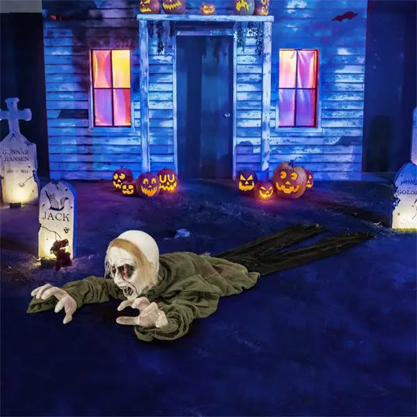 Halloween zombie decorations with sparkling eyes and spooky sounds