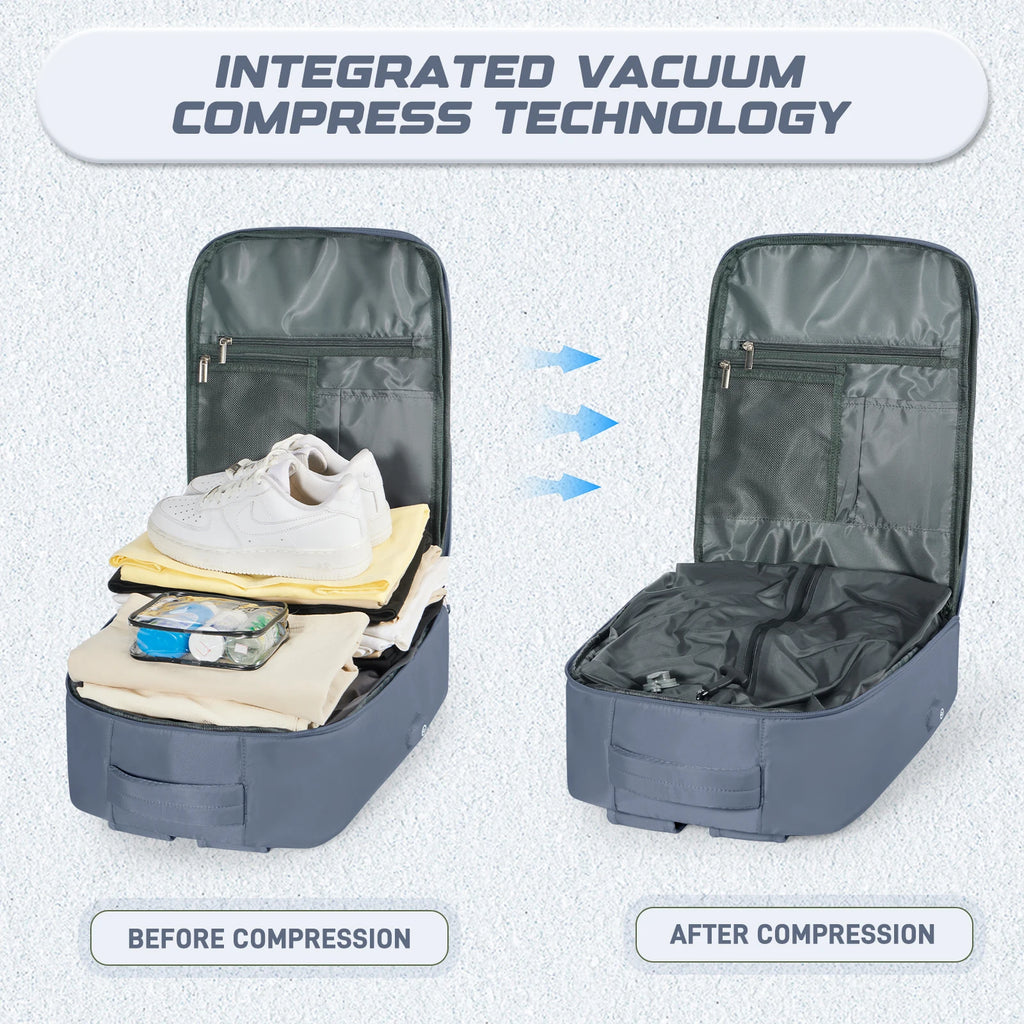Travel Vacuum Compression Storage Backpack with Air Pump Clothing Vacpack Travel Bag Carry on Laptop Work Backpacks Daypack