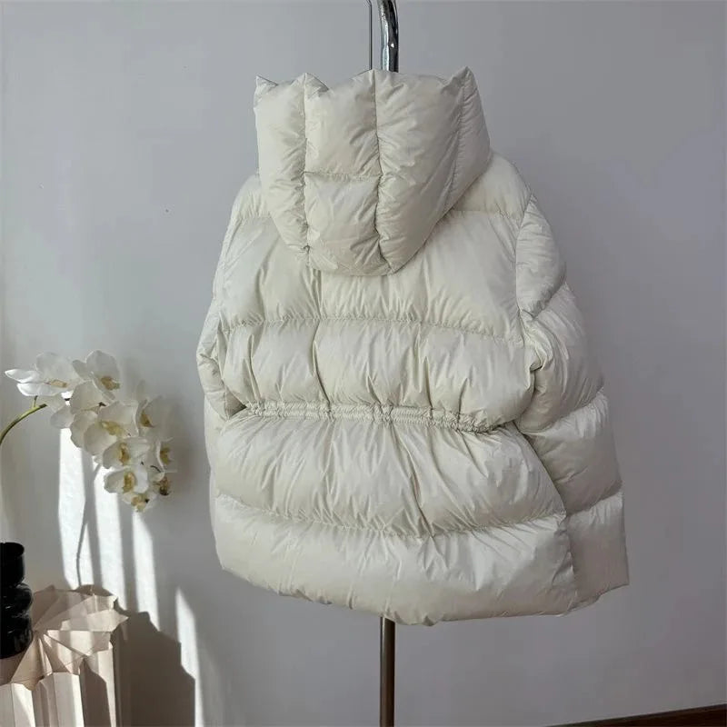 Women Winter Drawstring Lace-up Snow Women's Warm Down Jacket Hooded Puffer Jacket Parkas High Quality Cotton Padded Coat