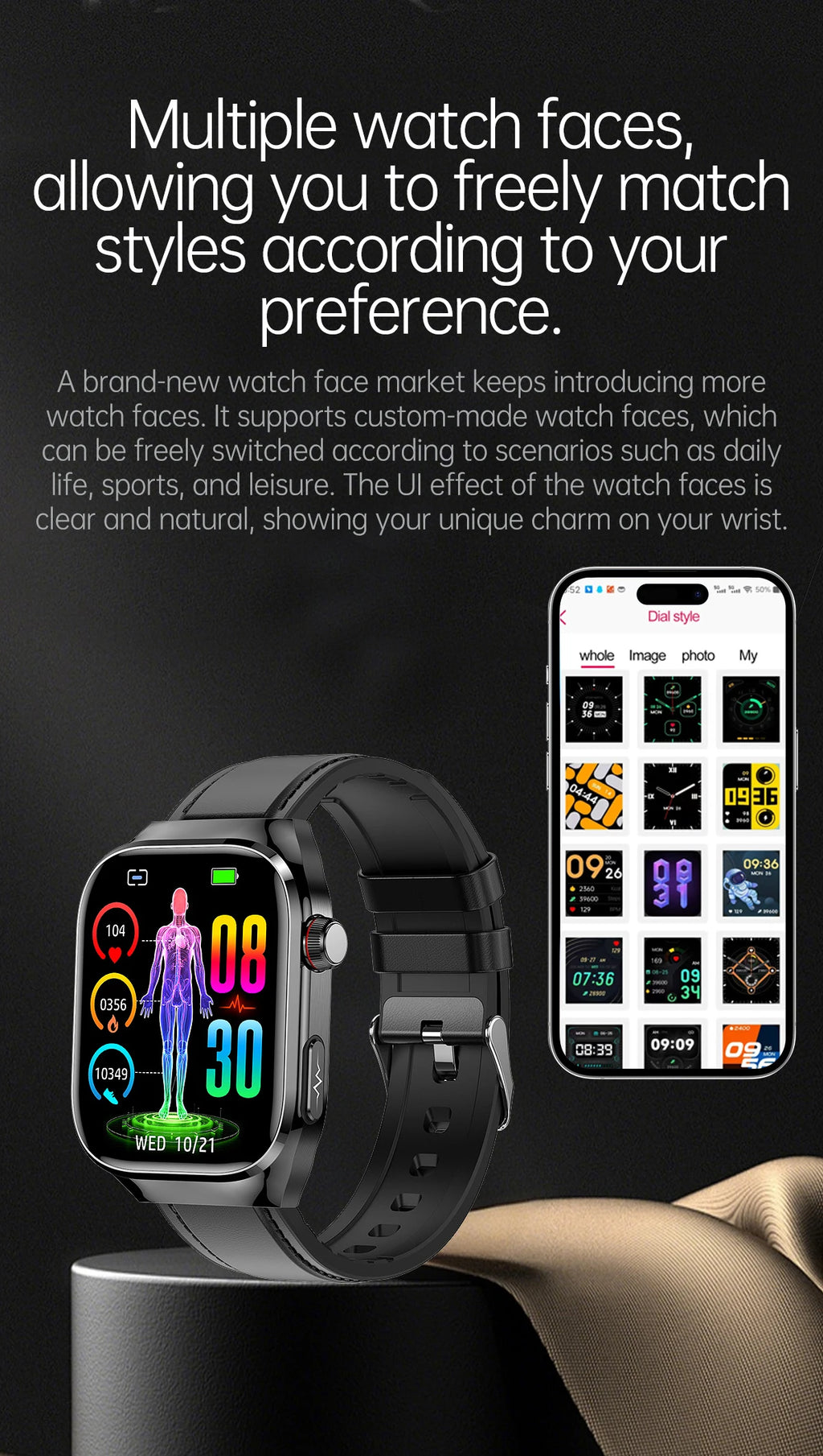 2025 New Men ECG+PPG Five Organs Health Diagnosis Smart Watch Uric Acid Blood Lipids Blood Pressure Temp Heart Rate Smartwatches