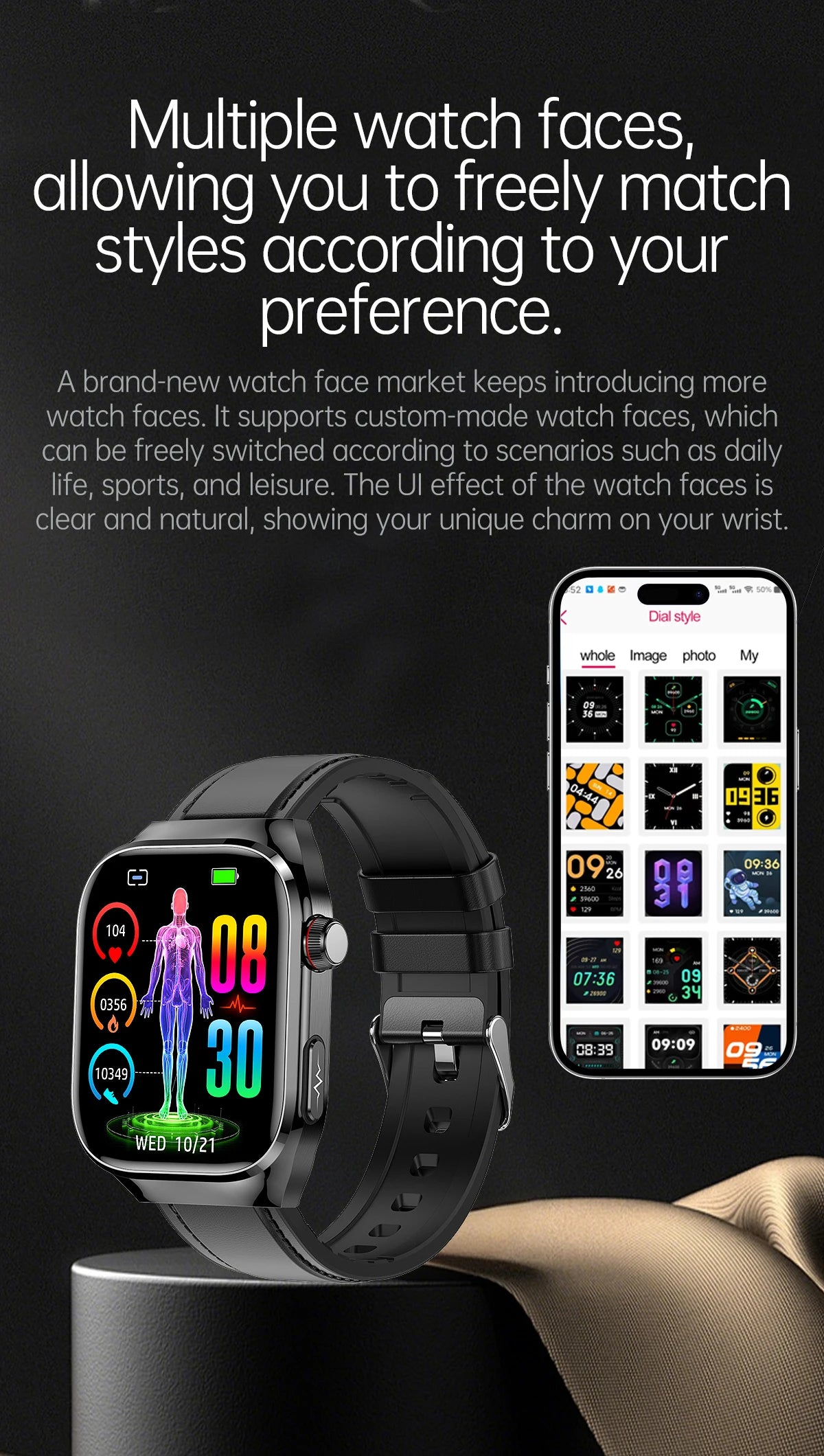2025 New Men ECG+PPG Five Organs Health Diagnosis Smart Watch Uric Acid Blood Lipids Blood Pressure Temp Heart Rate Smartwatches