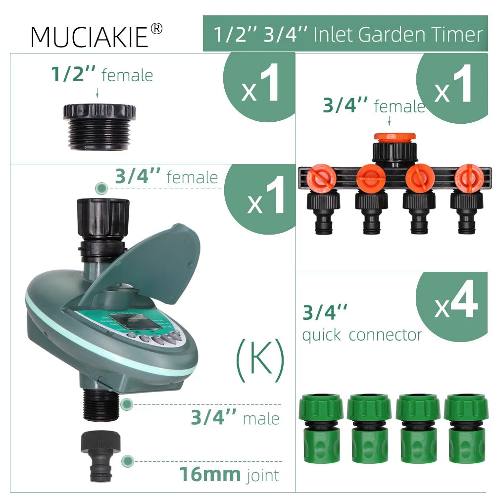 Garden Irrigation Timer LCD Display Watering Controller Weekly Daily Programming Greenhouse Potted Plants Automatic Sprinklers