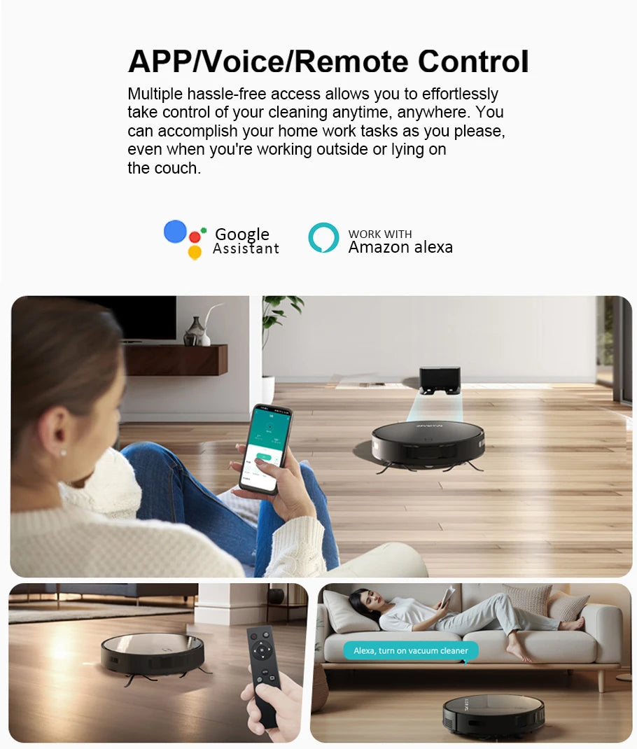 Robot Vacuum Cleaner Combo Mop,4000PA Suction Robotic,WiFi/Voice Control,Auto-Recharge,Pet Hair For Home Vacuum Cleaning Robot