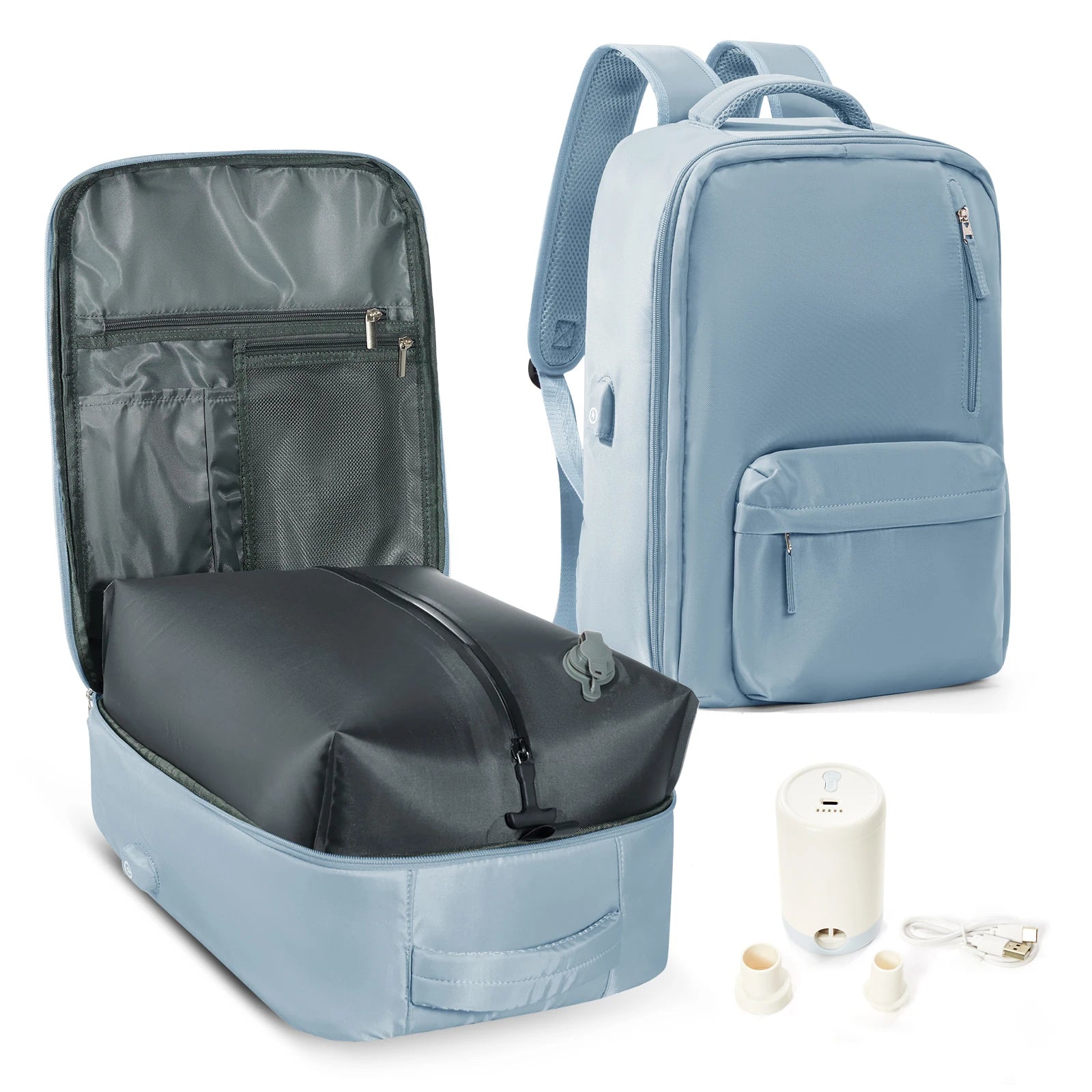 Travel Vacuum Compression Storage Backpack with Air Pump Clothing Vacpack Travel Bag Carry on Laptop Work Backpacks Daypack
