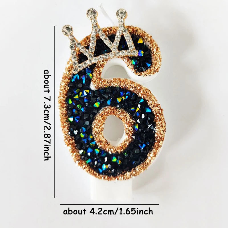 Number Birthday Candle Shiny Crown Digital Cake Topper Candle Kids Birthday Anniversary Party Decoration Supplies Birthday Favor