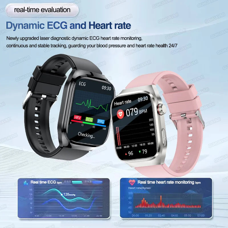 2025 New Men ECG+PPG Five Organs Health Diagnosis Smart Watch Uric Acid Blood Lipids Blood Pressure Temp Heart Rate Smartwatches