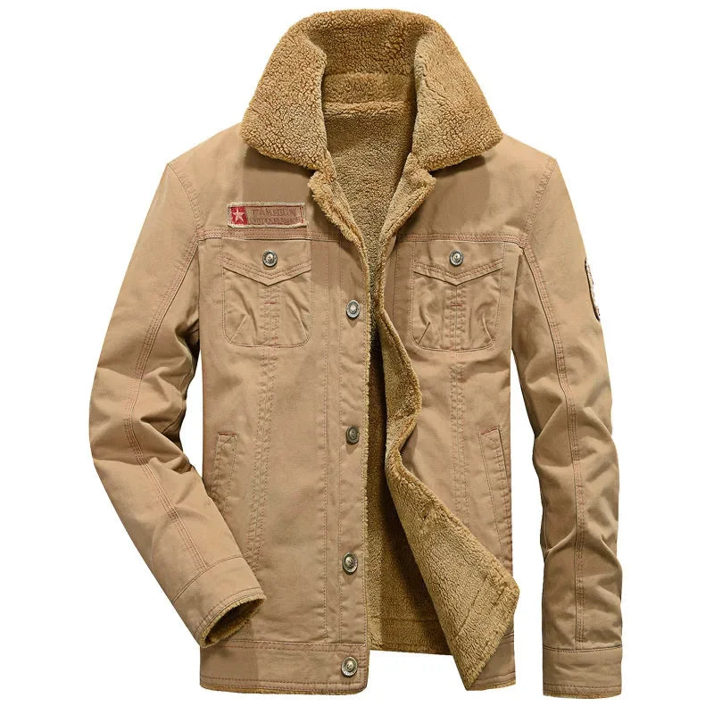 Winter Jeans Jackets Men's Lapel Lamb Fur Jackets Men's Winter Autumn Jackets Denim Inner Fleece Thickened Men's Fur Coats