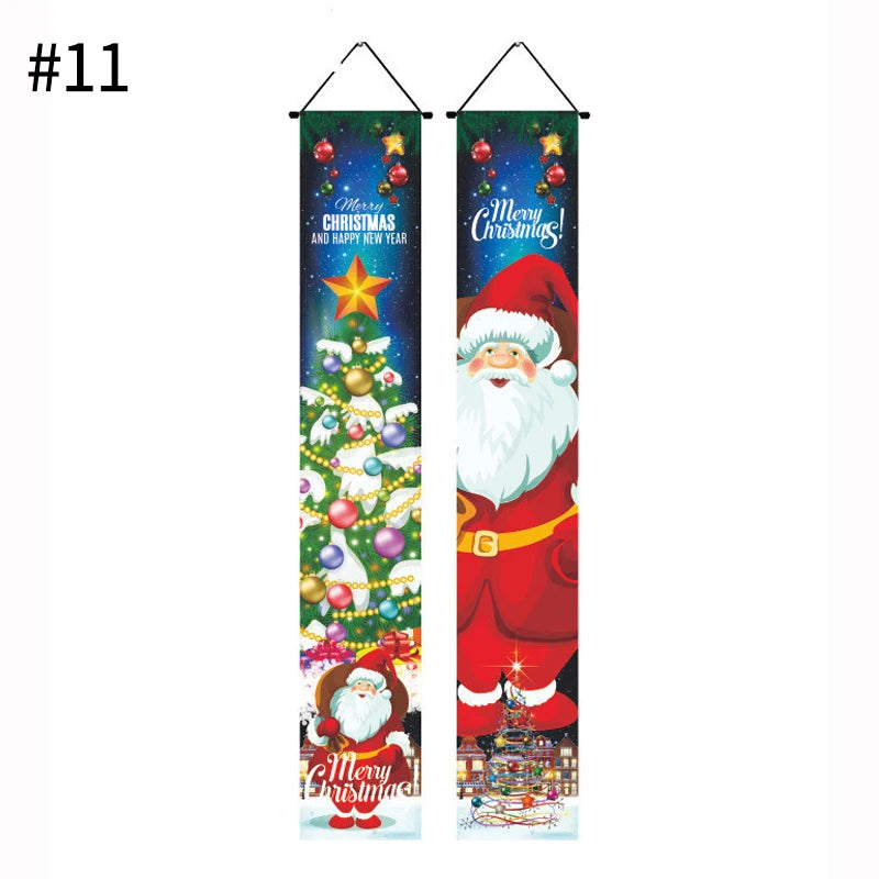 Merry Christmas Hanging Door Banner Santa Claus Snowman Couplet New Year Christmas Decorations For Home Xmas Gifts navidad