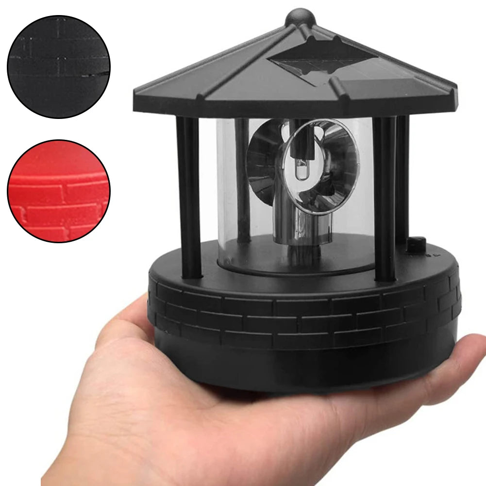 Garden Courtyard LED Solar Lighthouse Lawn Light Outdoor Waterproof Street Light Rotating Rockery Lighthouse Decorative Lights