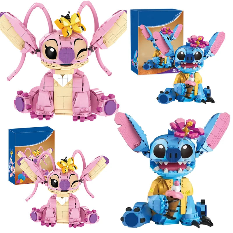 New Stitch Angel CP Building Blocks 2025 - Large Piece Cartoon Toys with Moving Ears Kids Assembly Gift for Boys Girls Birthday