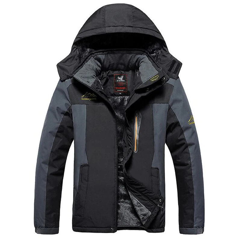 Winter Outdoors Jackets Plus Size 5XL 6XL 7XL 8XL 9XL Thicken Fleece Warm Coats Men Outwear Waterproof Windproof Hooded Jacket