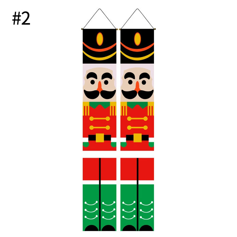 Merry Christmas Hanging Door Banner Santa Claus Snowman Couplet New Year Christmas Decorations For Home Xmas Gifts navidad