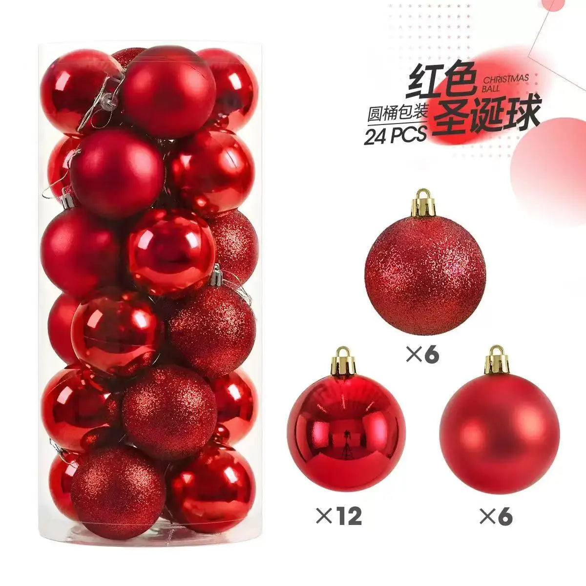 24pcs Christmas Balls Christmas Tree Ornaments Ball Xmas Hanging Tree Pendants Home Party Christmas Tree Decor New Year Gift
