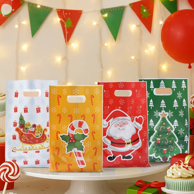 10/25/50pcs Christmas Santa Claus Candy Gift Bags Christmas Decorations for Home 2025 Navidad New Year 2026 Xmas Gifts Packaging