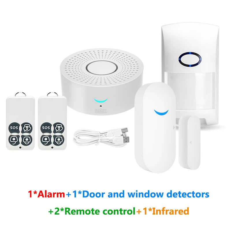 Wireless WiFi Smart Home Automation Security Alarm System With Door Sensor Motion Sensor Smart Life App Burglar Alarm Siren