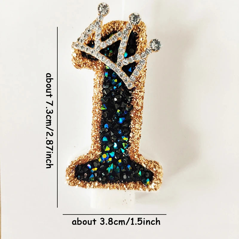 Number Birthday Candle Shiny Crown Digital Cake Topper Candle Kids Birthday Anniversary Party Decoration Supplies Birthday Favor