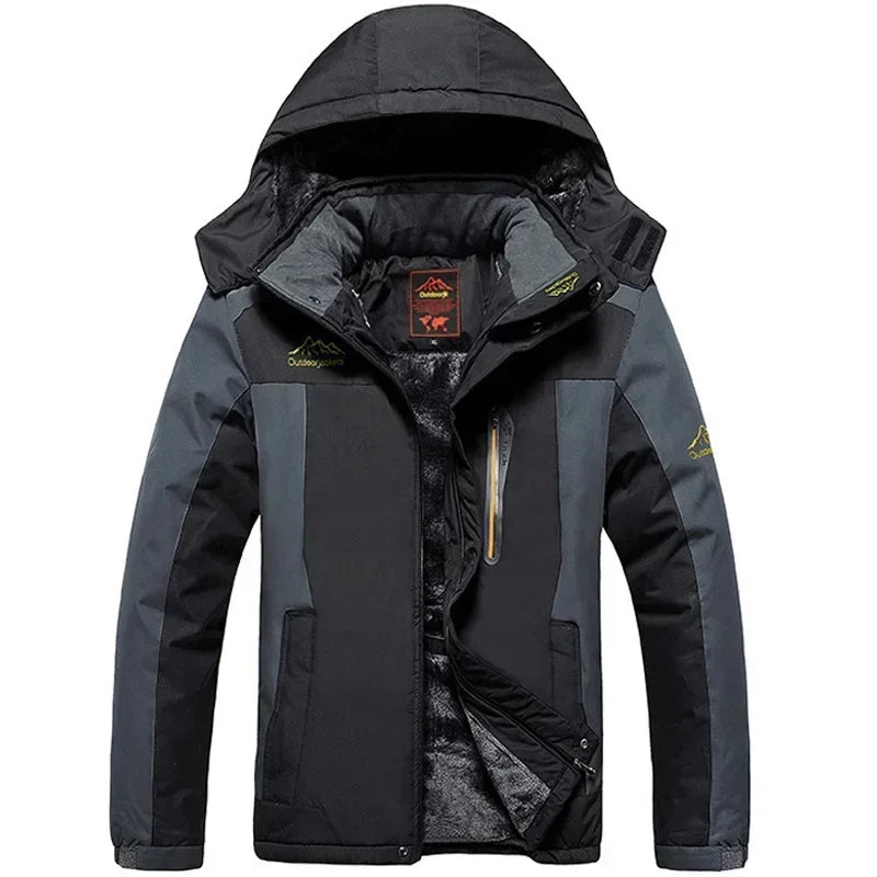 Winter Outdoors Jackets Plus Size 5XL 6XL 7XL 8XL 9XL Thicken Fleece Warm Coats Men Outwear Waterproof Windproof Hooded Jacket
