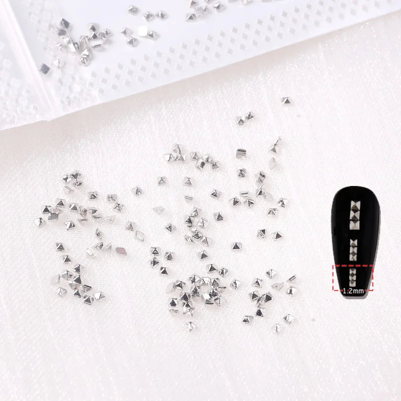 TSZS 1/2/3mm Spikes On Nail Metal Studs Conical Shape Punk Style Halloween Nail Charms Flat Back Rivets 3D Alloy Nail Decoration