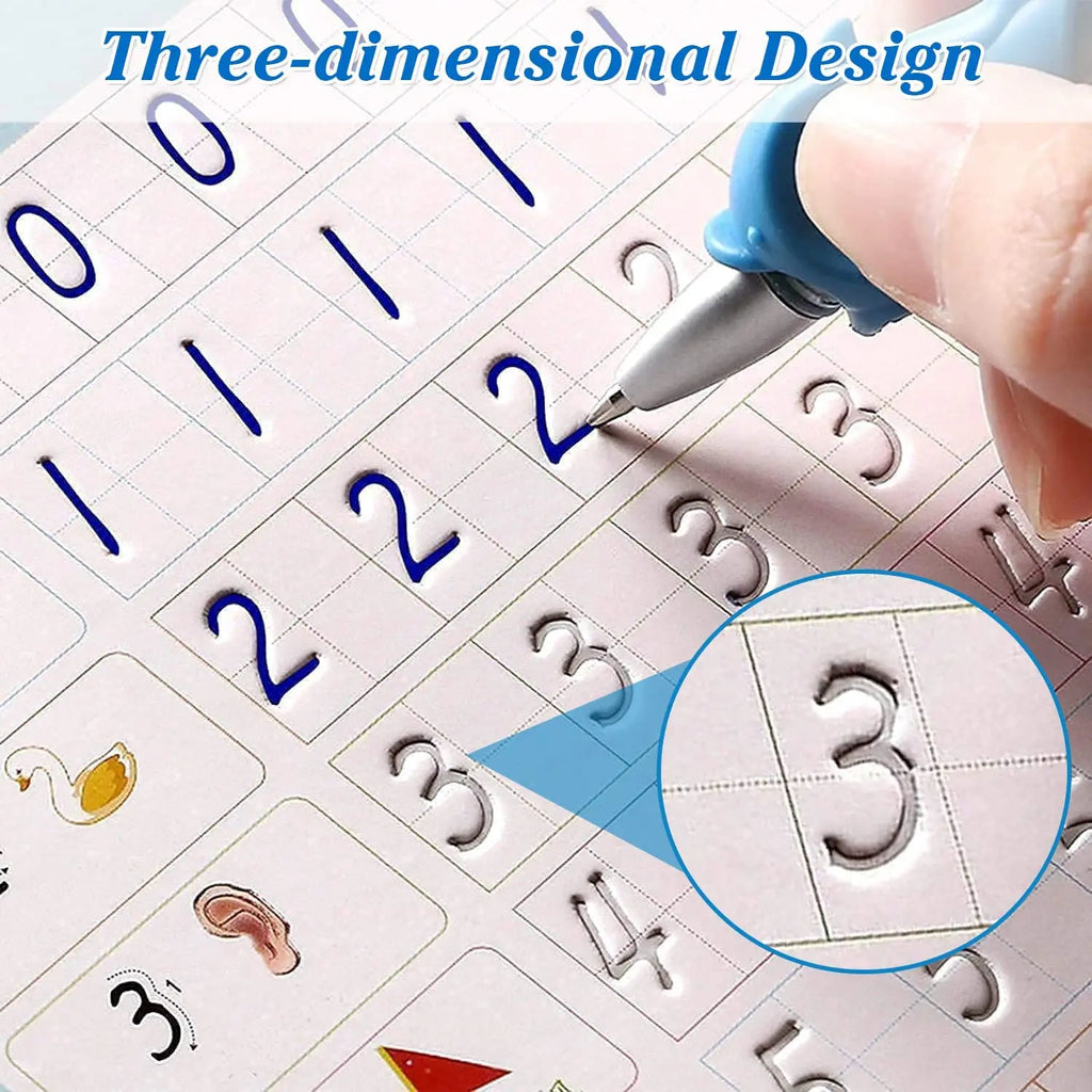 4 Books Magic Writing Book In Spanish Calligraphy Notebook Montessori Kids Reusable Educational Calligraphic Letter Practice Toy