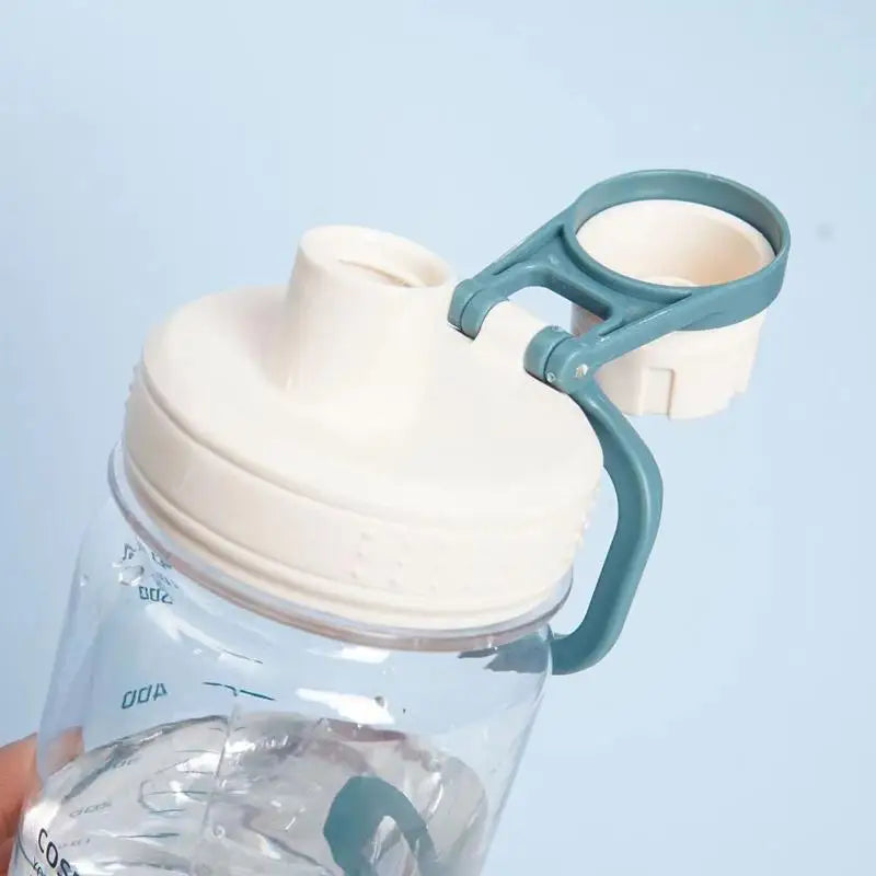 1Pc 600ml Water Bottle With Handle Plastic Clear Gym Fitness Drinking Bottle Outdoor Camping Climbing Hiking Sports Bottle