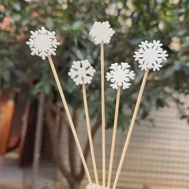 Christmas Fruit Sticks Santa Claus Disposable Bamboo Woven Toothpicks Buffet Paper Cups Cake Forks Party Decorations Toothpicks